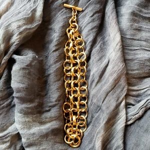 8 inch Gold Tone Circle Multi-Strand Bracelet